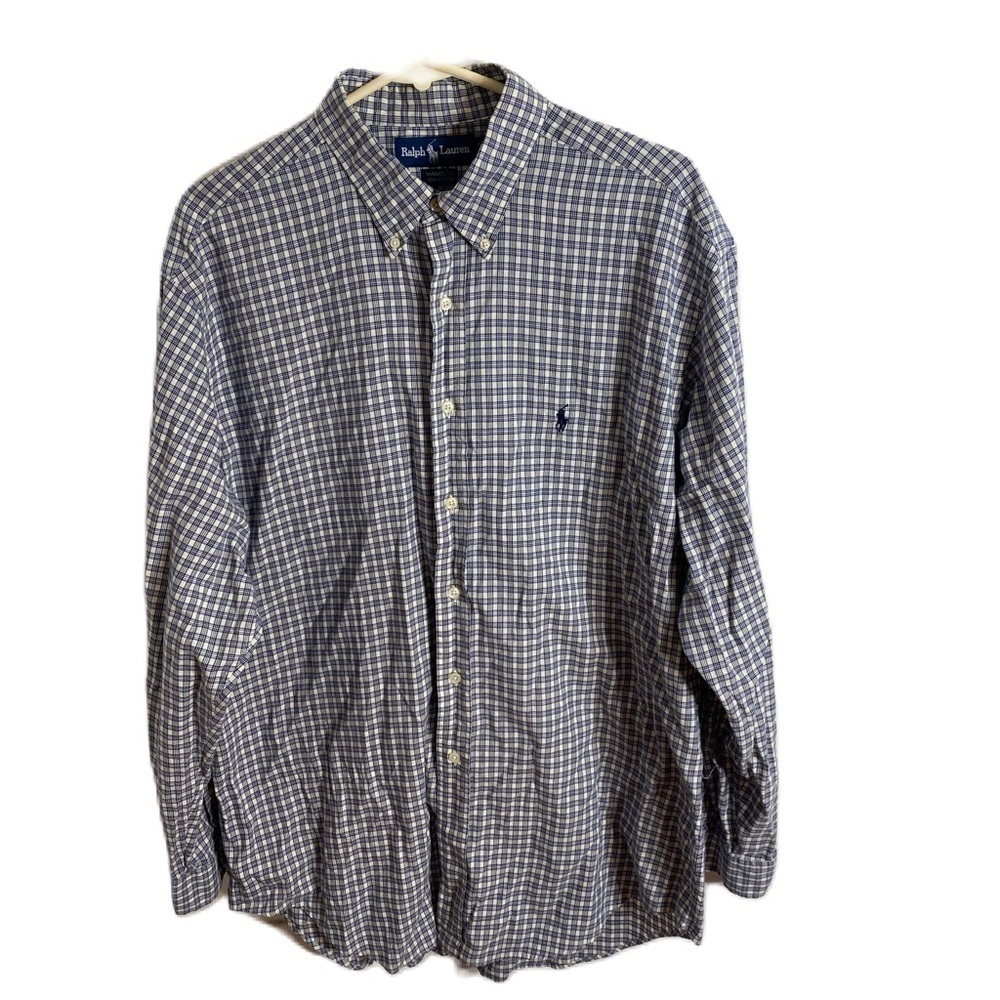 Ralph Lauren Blue Plaid Button Down Shirt 16 1/2 34/35 Men’s